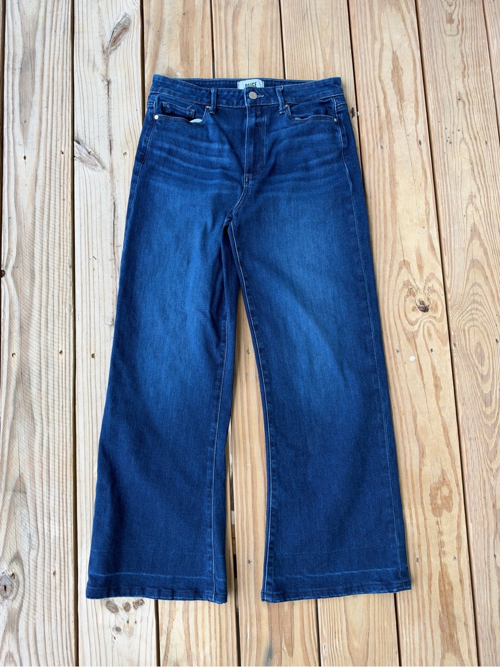 Paige Leenah Jeans Praline Women’s 30 Flare Dark Wash High Rise Wide Leg